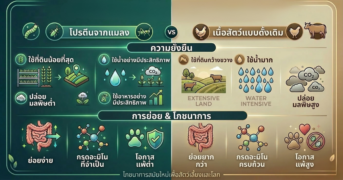 เปรียบเทียบโปรตีนทางเลือกในอาหารสัตว์เลี้ยง