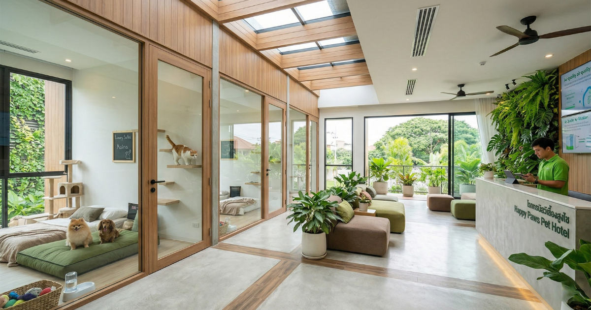 โมเดลโรงแรมสัตว์เลี้ยงมาตรฐานสูงเพื่อสุขภาพสัตว์