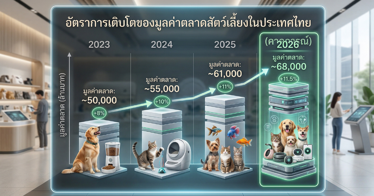 สถิติตลาดสัตว์เลี้ยงไทย 2026 กราฟแนวโน้มการเติบโต