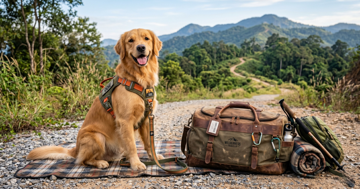 Traveling Dog with luggage