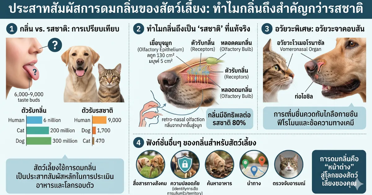 กลไกการดมกลิ่นของสุนัขและแมวในการเลือกกินอาหาร