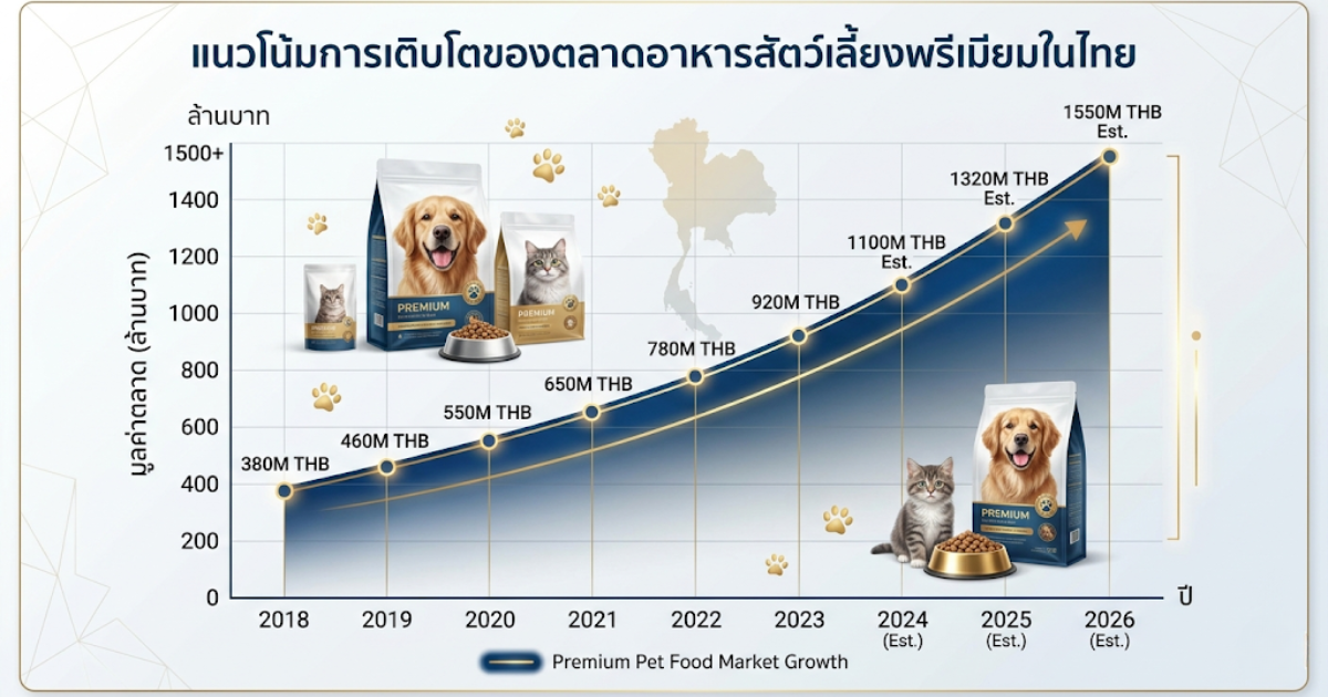 Chart showing pet food market growth in Thailand high-end segment