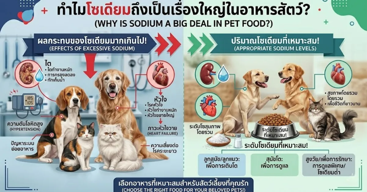 ปริมาณโซเดียมในอาหารสุนัขและแมวที่เหมาะสม