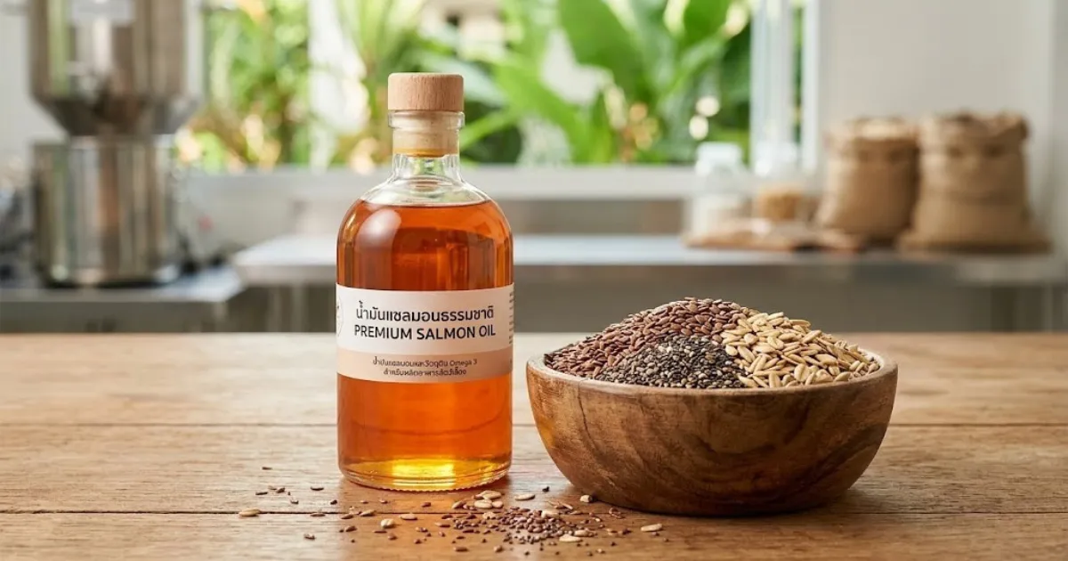 น้ำมันแซลมอนและวัตถุดิบ Omega 3 สำหรับผลิตอาหารสัตว์เลี้ยง