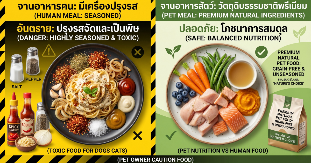 ทำไมอาหารคนถึงเปรียบเสมือน 'ยาพิษ' สำหรับสัตว์เลี้ยง?